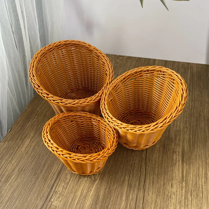 panier en rotin tissé pour fruits et rangement décoratif - vue 3 sur 9