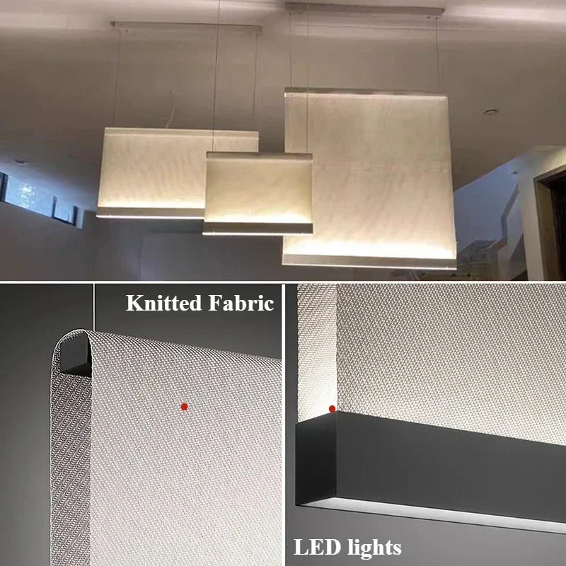 lustre moderne en tissu tricoté design nordique éclairage intérieur - vue 7 sur 17