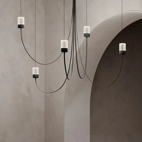 lustre minimaliste design éclairage led abat-jour en verre cristal