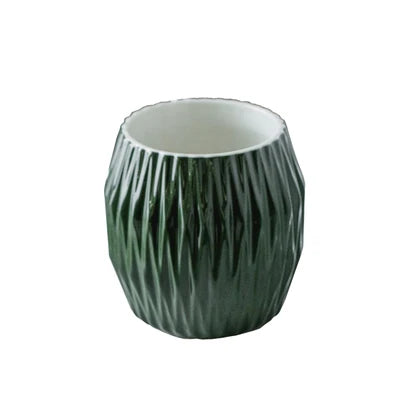 Nordic Bathroom, Dark Green Ceramic Embossed Shape, Soap Dispenser, Dish, Mouthwash Cup, Bathroom Supplies, Set - vue 8 sur 13