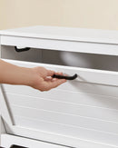 VASAGLE Shoe Bench, Entrance Shoe Box with Folding Door, Adjustable Interior Divider, with Cut-out Side Handles, 80 x 30 x 46 cm