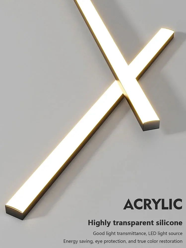 suspension led moderne minimaliste en fer art ligne - vue 7 sur 8