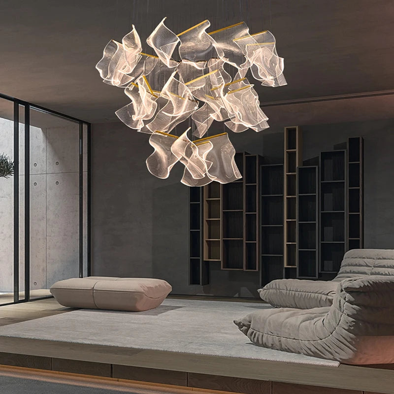 lustre en acrylique à led design pour décoration intérieure moderne - vue 4 sur 14