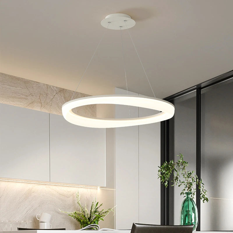 lustre circulaire à led design nordique moderne et créatif - vue 6 sur 20