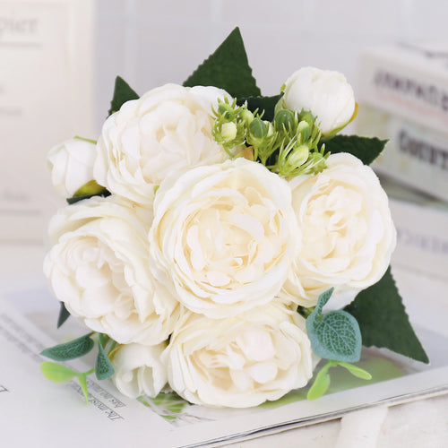 fleurs artificielles soie pivoine hortensia décoration mariage bouquet - vue 23 sur 40