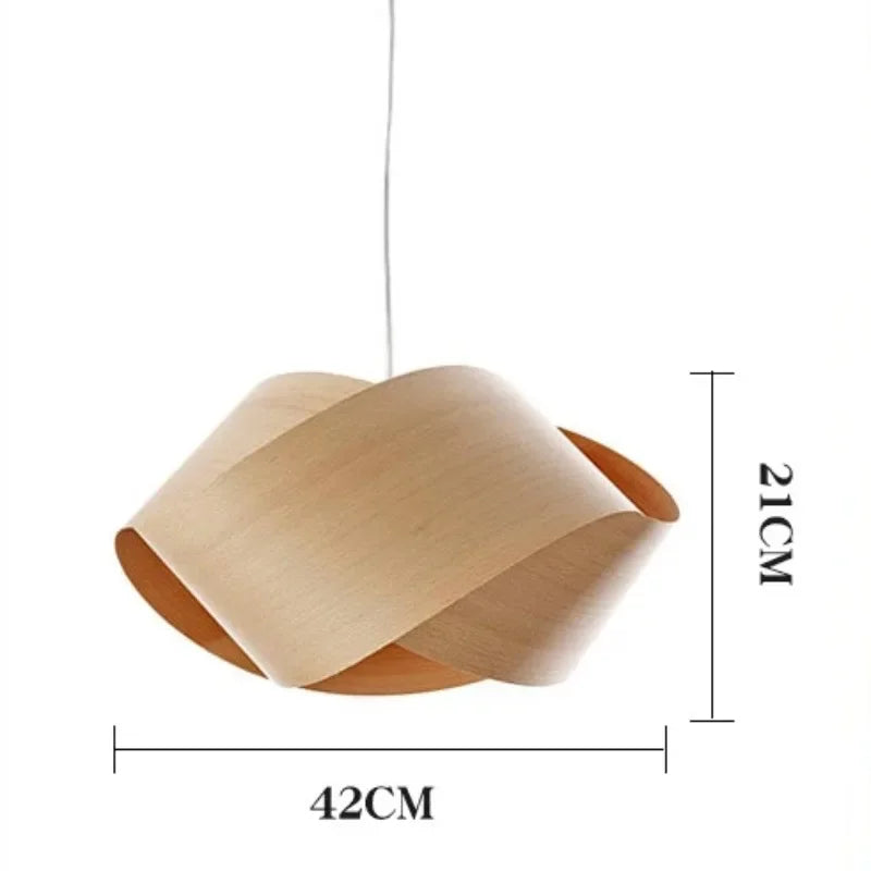 Vintage Chinese style bamboo and wood pendant LED light for bedroom, living room or dining table - vue 19 sur 19