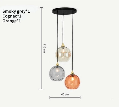 Lustre boule de verre coloré nordique lampes suspendues moderne Grain d'eau Restaurant cuisine luminaire suspendu chambre lampe de chevet - vue 25 sur 29