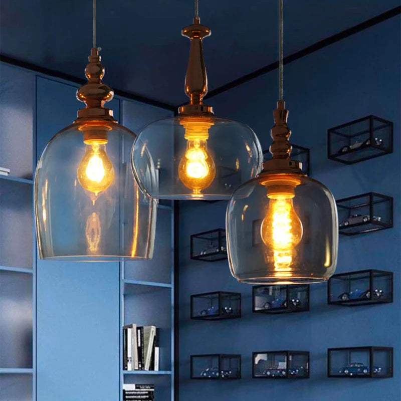 Modern minimalist glass chandelier nordic lighting - vue 5 sur 8