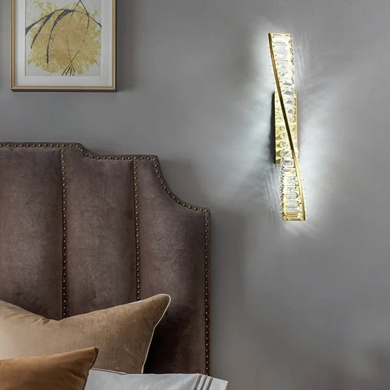 Applique murale LED de luxe en cristal doré - vue 4 sur 8