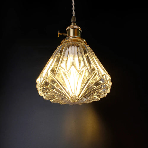 Minimalist Nordic glass and copper pendant light - vue 3 sur 8