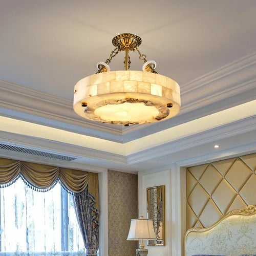 plafonnier luxueux en marbre naturel suspendu grand luminaire - vue 5 sur 9