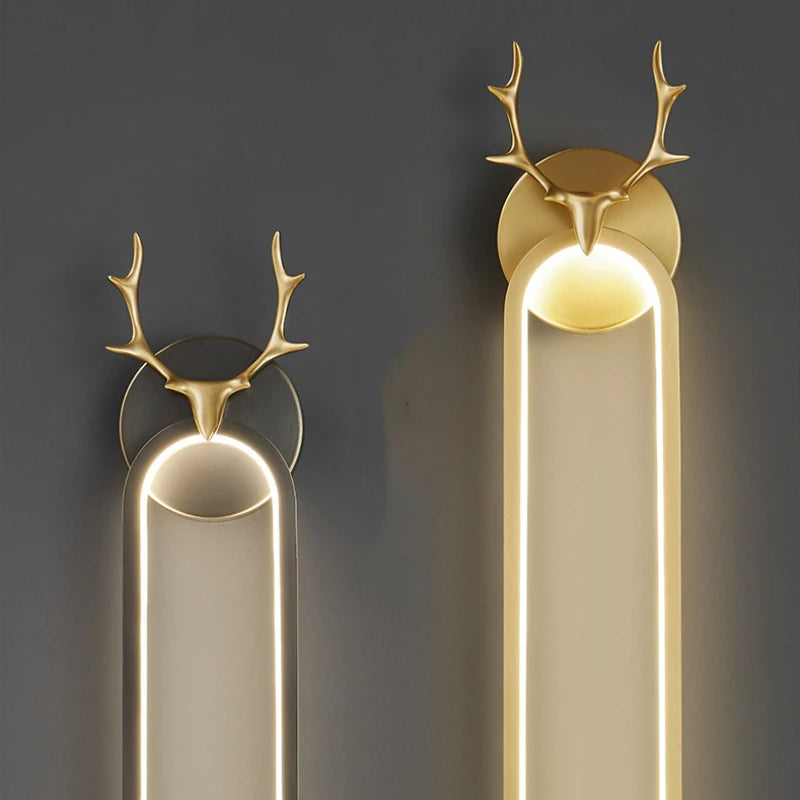applique murale à led en cuivre tête de cerf art déco moderne - vue 7 sur 12