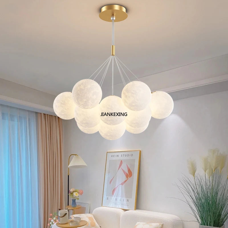 lustre moderne led boule à bulles suspension luminaire décor - vue 2 sur 24