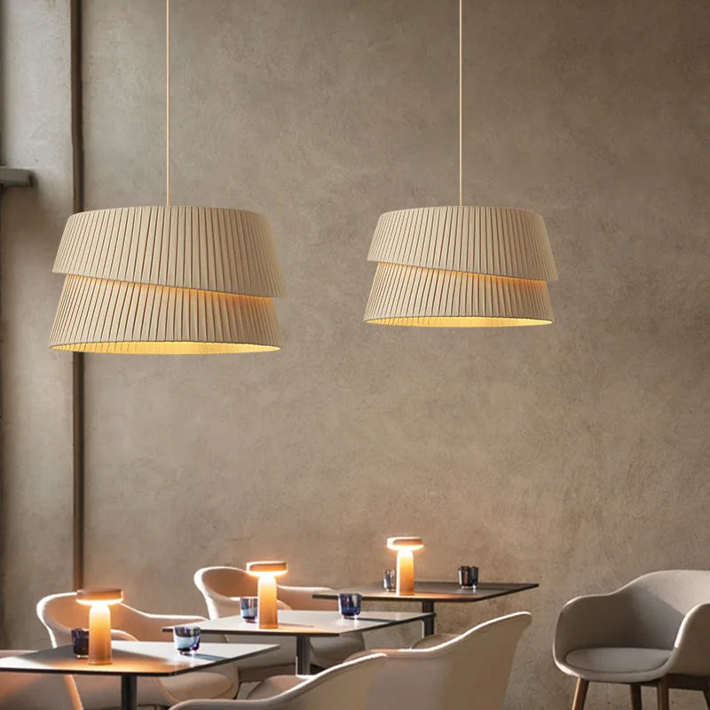 lustre minimaliste en tissu fait main style wabi sabi - vue 3 sur 14