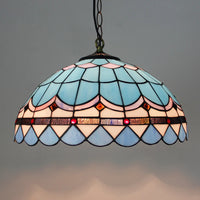 Rétro Tiffany Suspension Lumières suspension lustre salon baroque perle design Vitrail luxe 16 "mer bleu marron L