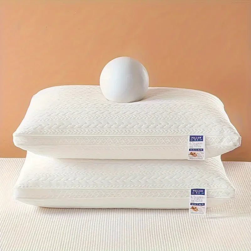 Knitted pillow neck protection, sleep pillow core, moisture absorbing and breathable household pillows, bedding bedroom pillows - vue 3 sur 6