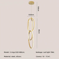 Modern Creative Stainless Steel Led Dining Room Chandelier Golden Staircase Living Room Light, Hanging Chandelier In Bedroom