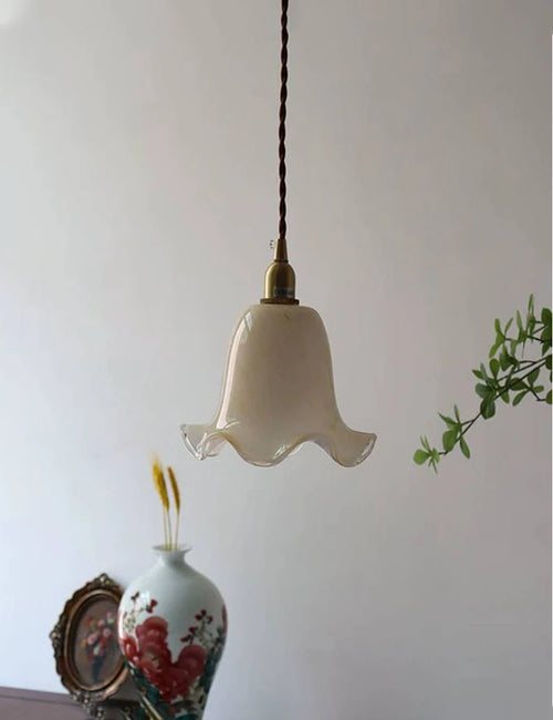 suspension à led rétro fleurs en laiton et verre créatif minimaliste - vue 6 sur 6