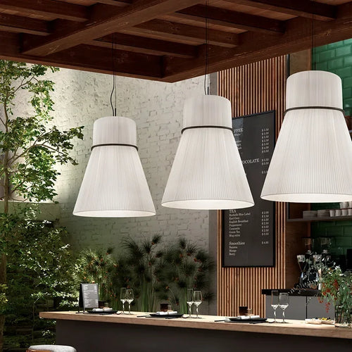 Modern wabi-sabi fabric pendant light for interior decoration - vue 4 sur 15