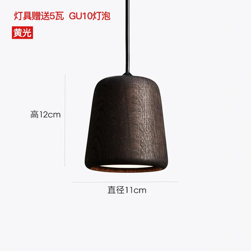 Minimalist solid wood Nordic pendant light for interiors - vue 9 sur 8