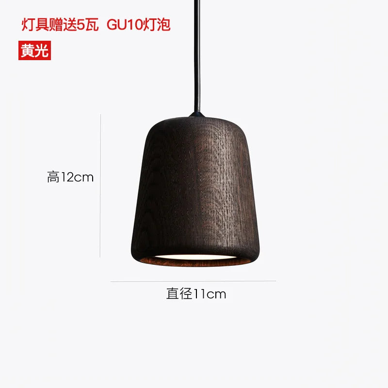 Minimalist solid wood Nordic pendant light for interiors - vue 8 sur 8