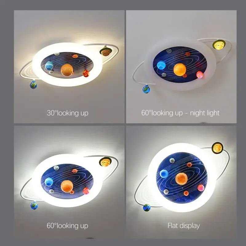 plafonnier sandyha pour enfants avec astronautes et planètes led - vue 6 sur 11