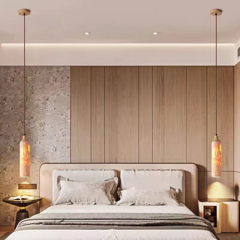 lustre en bois japonais design wabi-sabi pour décoration intérieure - vue 4 sur 11