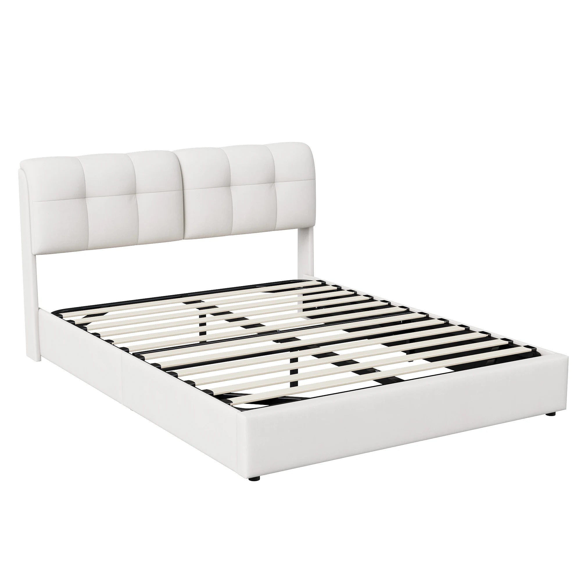 Double Bed with Storage Space,Upholstered Bed 140/160 x 200cm,Headboard with LED Lighting and USB Port,No Mattress,Velvet Beige
