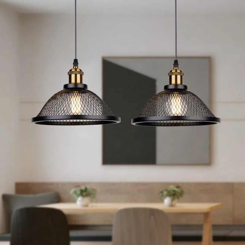suspension Vintage rétro noir fer Net-Cage cuisine E27 LED pour chambre salon Restaurant