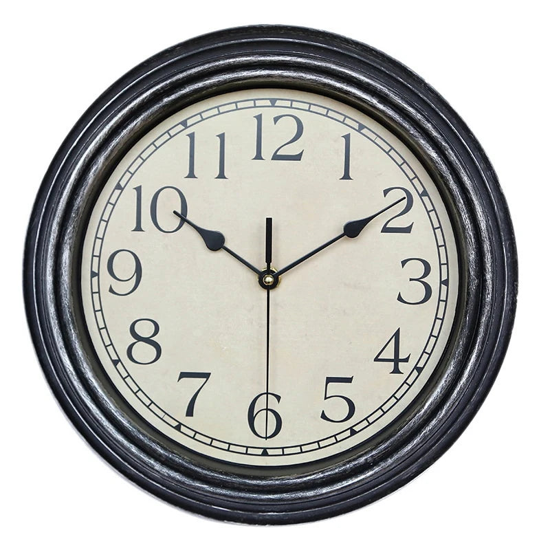 12 Inch Silent Retro Wall Clock Quartz Decorative Table Dial Battery Non-Ticking Digital Clocks for Bedroom,Black