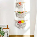 paniers suspendus en macramé lot de trois niveaux de rangement