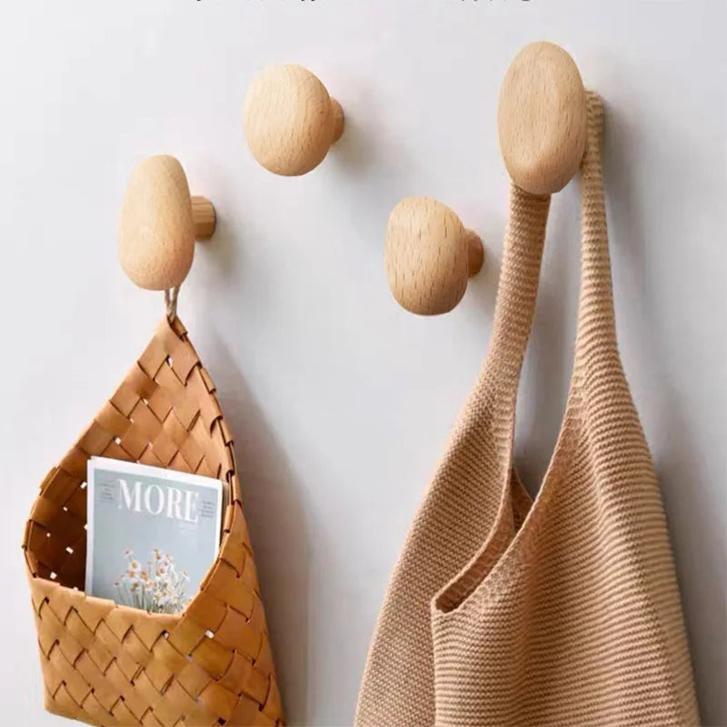 porte-manteau mural en bois naturel pour rangement décoratif - vue 3 sur 12