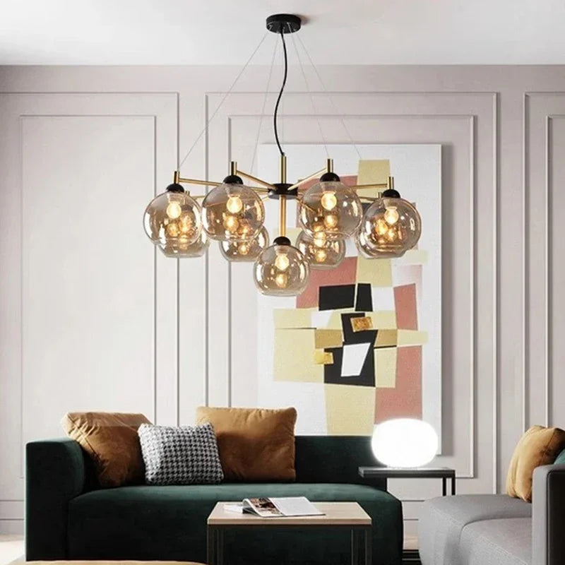 lustre nordique en cuivre verre design moderne avec haricots magiques - vue 11 sur 12