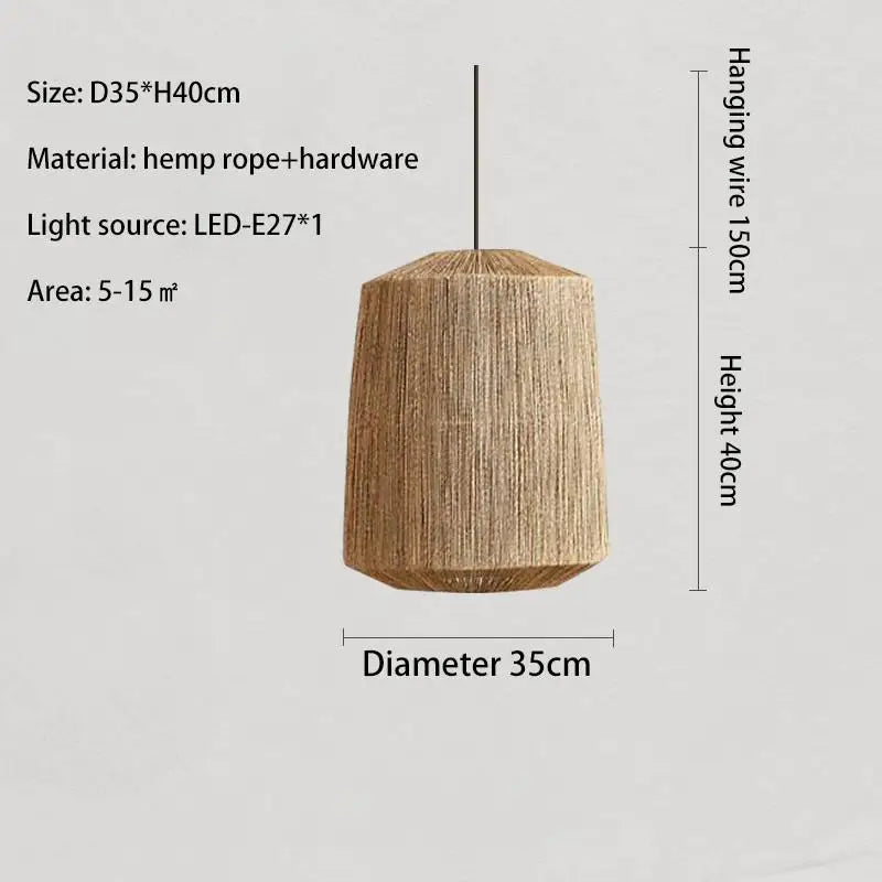 suspension en rotin japonais style wabi sabi pour espaces rustiques - vue 8 sur 16