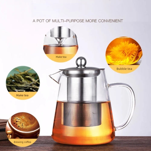Théière verre borosilicate infuseur amovible acier kungfu