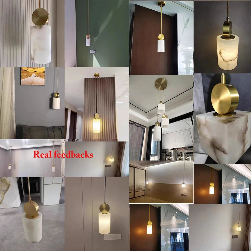 Suspension nordique en marbre et cuivre avec lumières led - vue 6 sur 10
