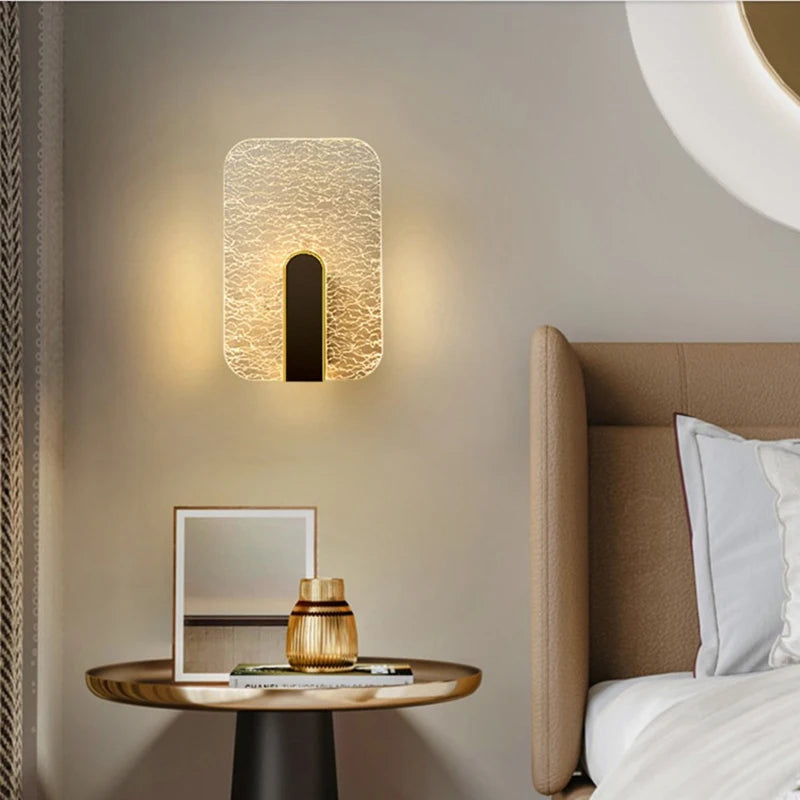 acrylic wall bedside lamp modern design minimalist diamond pattern - vue 4 sur 14
