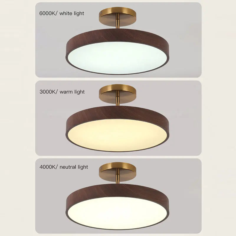 plafonnier moderne rond imitation bois pour intérieur élégant - vue 6 sur 14