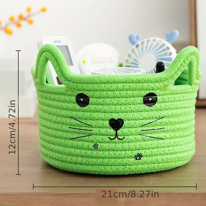 paniers de rangement en coton thème chaton décoratif et pratique - vue 12 sur 11