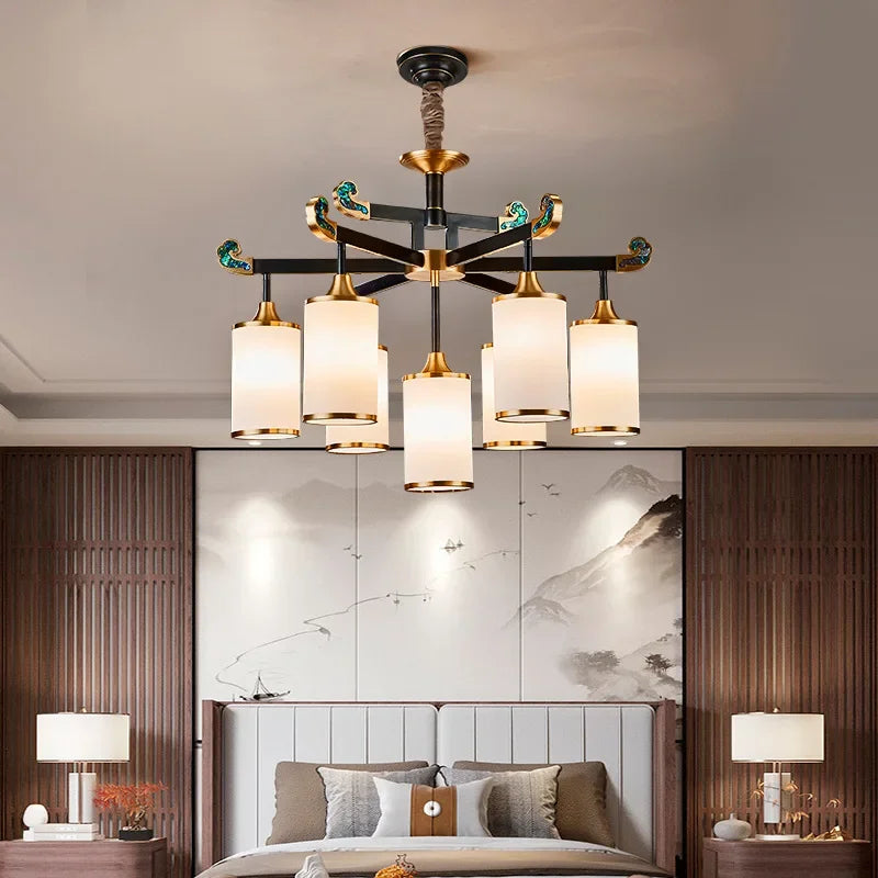 lustre en cuivre design luxe pour décoration intérieure moderne - vue 4 sur 12