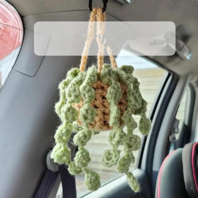crochet suspendu créatif pour décoration de voiture plante en pot - vue 6 sur 34