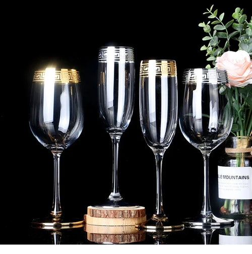 Verre cristal style européen bord argent vin champagne