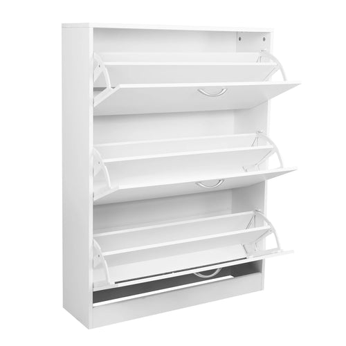 Getone Shoe Cabinet with 3 Doors, Shoe Storage Cupboard, White Shoe Rack Space Saving for Hallway 110x80x23.5cm - vue 7 sur 6