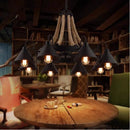 Vintage hemp rope and iron pendant light industrial style
