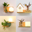 applique murale led en bois avec pot de plante nordique