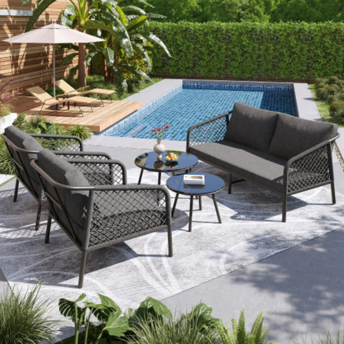 ensemble moderne de meubles de jardin en corde