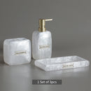 Bathroom Accessories White Pearl Look Bathroom Vanity Countertop Accessory Set,Soap Dispenser,Toothbrush Holder Set,Tray