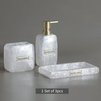 Bathroom Accessories White Pearl Look Bathroom Vanity Countertop Accessory Set,Soap Dispenser,Toothbrush Holder Set,Tray