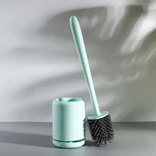 brosse de toilette suspendue en silicone avec manche long et support rapide - vue 2 sur 7
