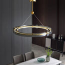 SANDYHA minimalist Nordic circular glass crystal chandelier for dining and living room